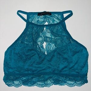 Open Front Teal Lace Bralette
